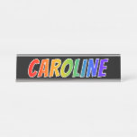 [ Thumbnail: First Name "Caroline": Fun Rainbow Coloring Desk Name Plate ]