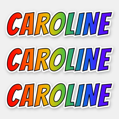 First Name CAROLINE w Fun Rainbow Coloring Sticker