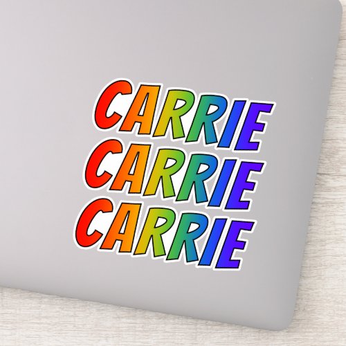 First Name CARRIE w Fun Rainbow Coloring Sticker