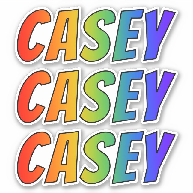 First Name "CASEY" w/ Fun Rainbow Coloring Sticker (Front)