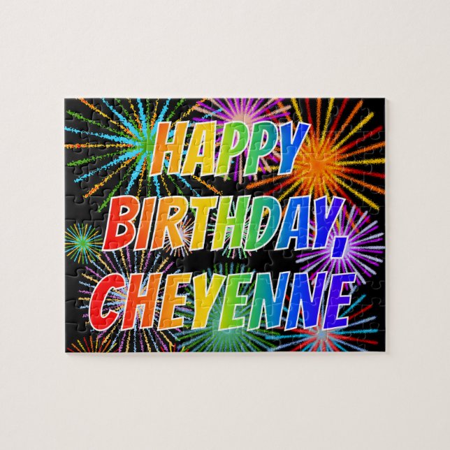 First Name "CHEYENNE", Fun "HAPPY BIRTHDAY" Jigsaw Puzzle (Horizontal)