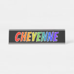 [ Thumbnail: First Name "Cheyenne": Fun Rainbow Coloring Desk Name Plate ]