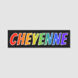[ Thumbnail: First Name "Cheyenne": Fun Rainbow Coloring Name Tag ]
