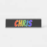 [ Thumbnail: First Name "Chris": Fun Rainbow Coloring Desk Name Plate ]