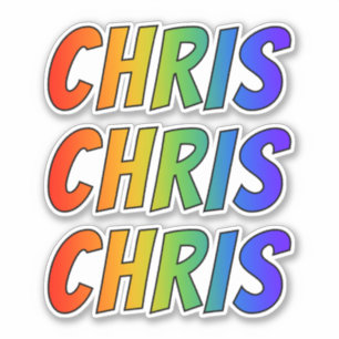 First Name "CHRIS" w/ Fun Rainbow Coloring Sticker