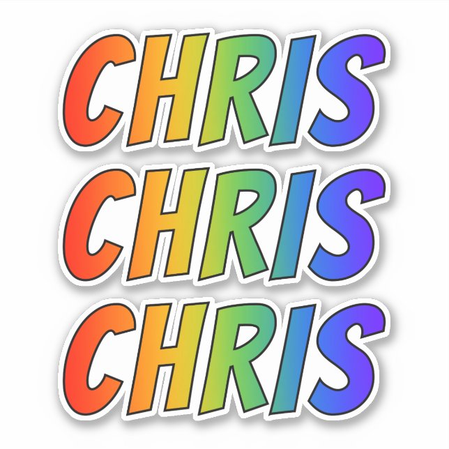 First Name "CHRIS" w/ Fun Rainbow Coloring Sticker (Front)
