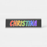 [ Thumbnail: First Name "Christina": Fun Rainbow Coloring Desk Name Plate ]