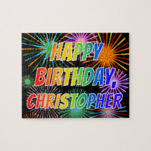 First Name "CHRISTOPHER", Fun "HAPPY BIRTHDAY" Jigsaw Puzzle