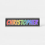 [ Thumbnail: First Name "Christopher": Fun Rainbow Coloring Desk Name Plate ]