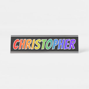 First Name "CHRISTOPHER": Fun Rainbow Coloring Desk Name Plate