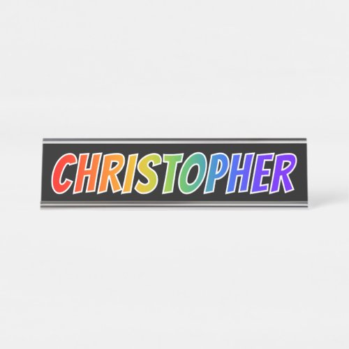First Name CHRISTOPHER Fun Rainbow Coloring Desk Name Plate