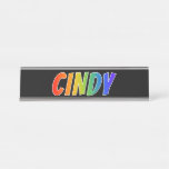 [ Thumbnail: First Name "Cindy": Fun Rainbow Coloring Desk Name Plate ]