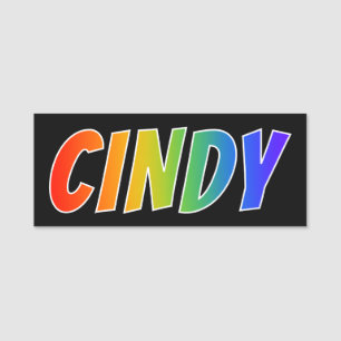 First Name "CINDY": Fun Rainbow Coloring Tag