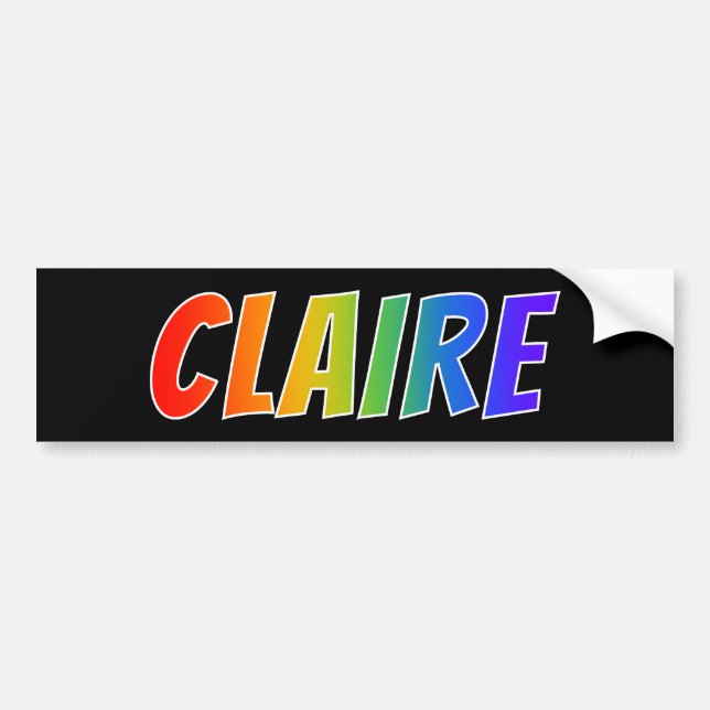 First Name "CLAIRE": Fun Rainbow Coloring Bumper Sticker (Front)