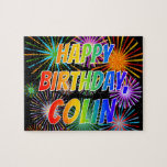 [ Thumbnail: First Name "Colin", Fun "Happy Birthday" Jigsaw Puzzle ]