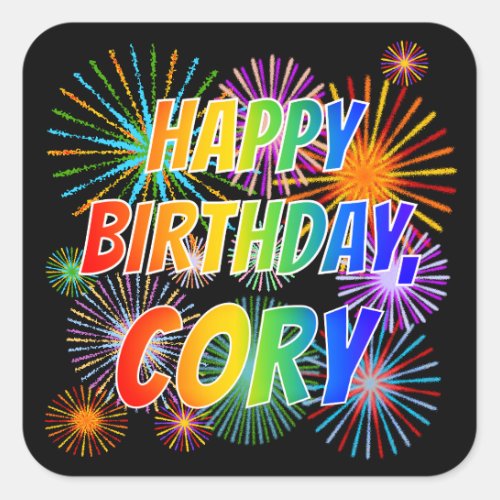 First Name CORY Fun HAPPY BIRTHDAY Square Sticker