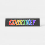 [ Thumbnail: First Name "Courtney": Fun Rainbow Coloring Desk Name Plate ]