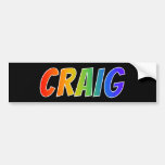 [ Thumbnail: First Name "Craig": Fun Rainbow Coloring Bumper Sticker ]