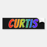 [ Thumbnail: First Name "Curtis": Fun Rainbow Coloring Bumper Sticker ]