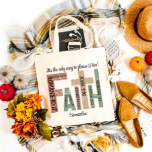 First Name Cute Colorful Bible Verses Typography Tote Bag