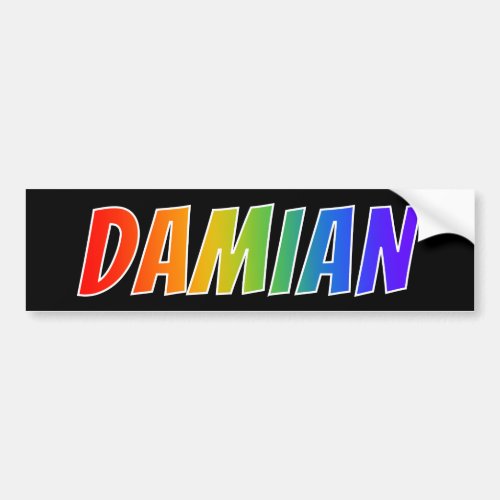 First Name DAMIAN Fun Rainbow Coloring Bumper Sticker