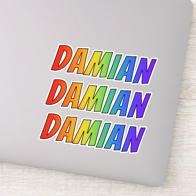 First Name "DAMIAN" w/ Fun Rainbow Coloring Sticker (Detail)