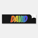 [ Thumbnail: First Name "David": Fun Rainbow Coloring Bumper Sticker ]