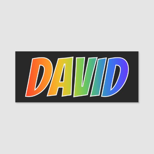 First Name DAVID Fun Rainbow Coloring Name Tag