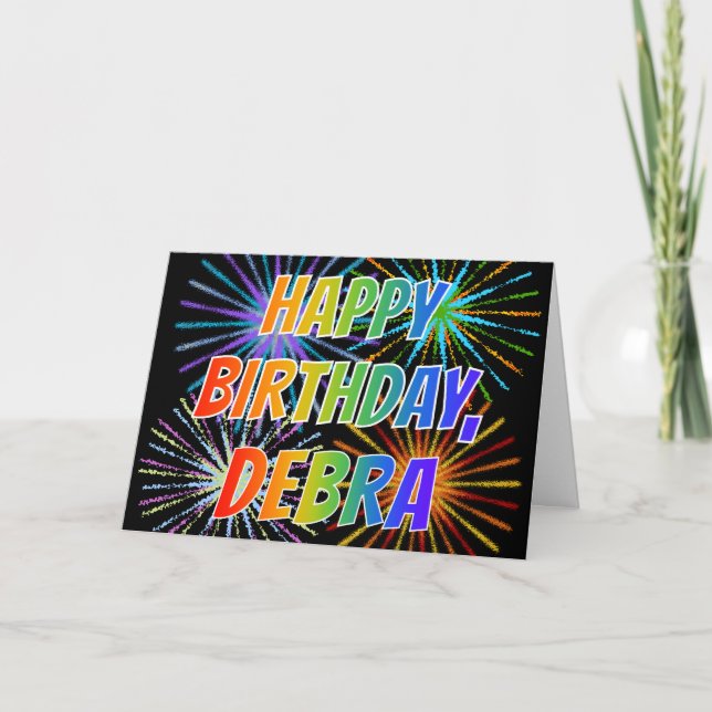 First Name "DEBRA" Fun "HAPPY BIRTHDAY" Card (Front)