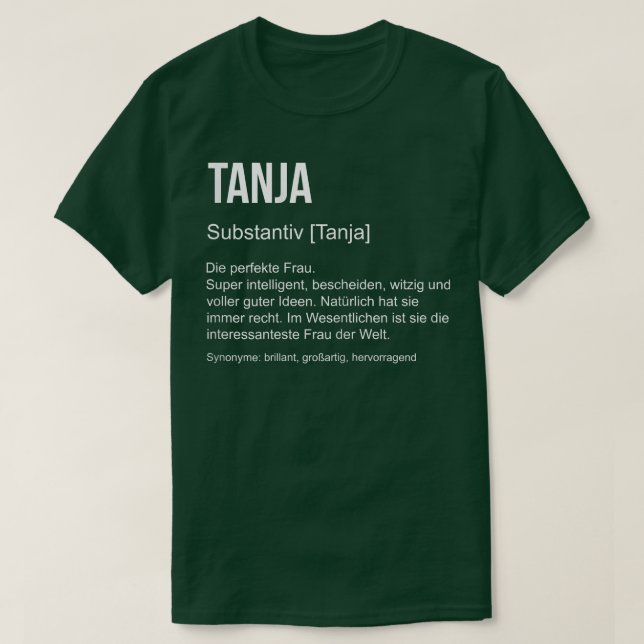 First Name Definition Funny Name Gift Tanja  T-Shirt (Design Front)