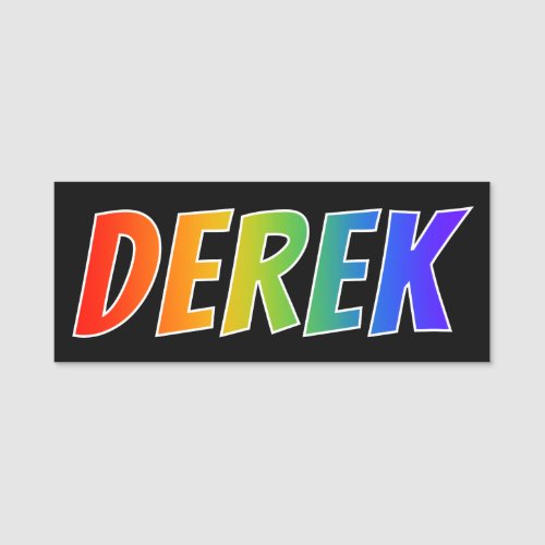 First Name DEREK Fun Rainbow Coloring Name Tag