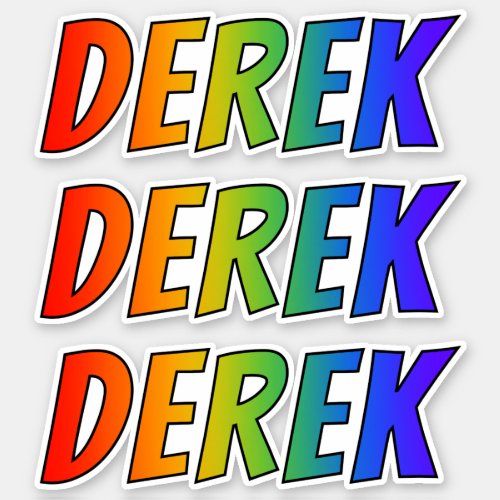 First Name DEREK w Fun Rainbow Coloring Sticker