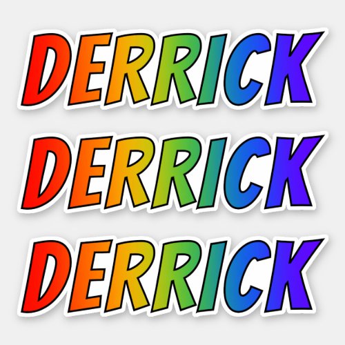 First Name DERRICK w Fun Rainbow Coloring Sticker