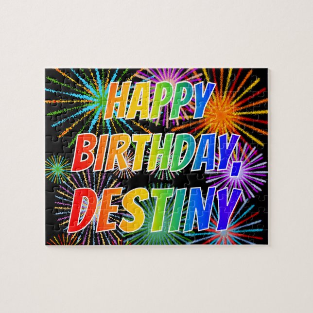 First Name "DESTINY", Fun "HAPPY BIRTHDAY" Jigsaw Puzzle (Horizontal)