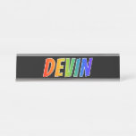 [ Thumbnail: First Name "Devin": Fun Rainbow Coloring Desk Name Plate ]