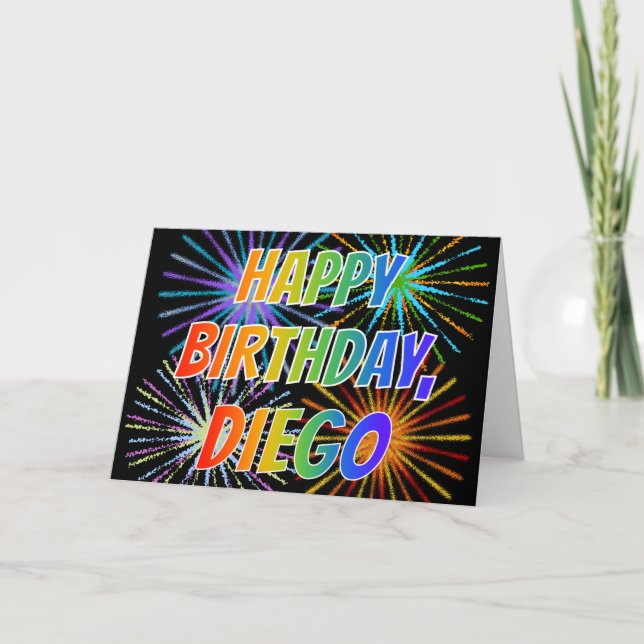 First Name "DIEGO" Fun "HAPPY BIRTHDAY" Card (Front)