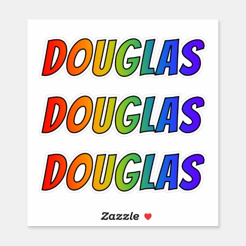 First Name DOUGLAS w Fun Rainbow Coloring Sticker