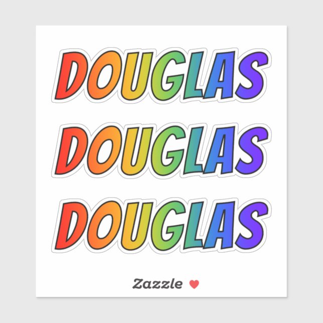 First Name "DOUGLAS" w/ Fun Rainbow Coloring Sticker (Sheet)