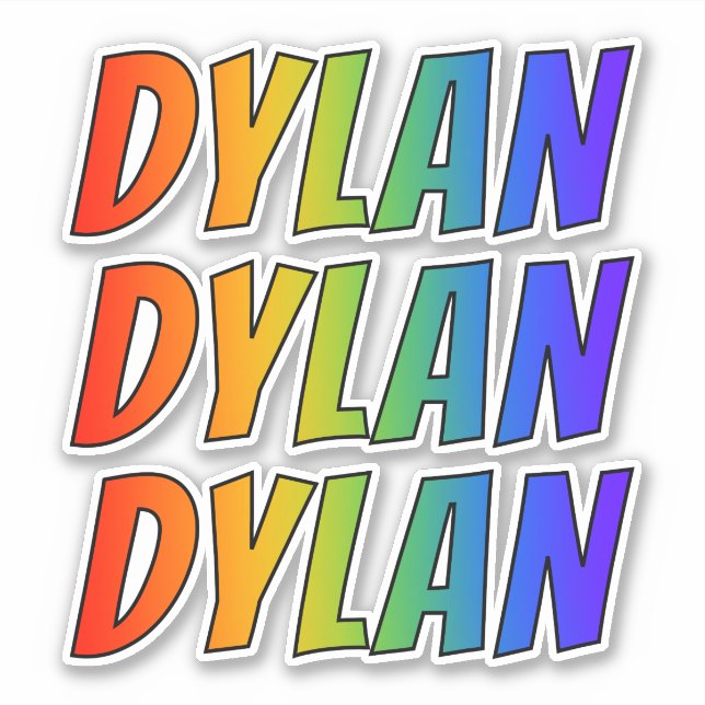 First Name "DYLAN" w/ Fun Rainbow Coloring Sticker (Front)