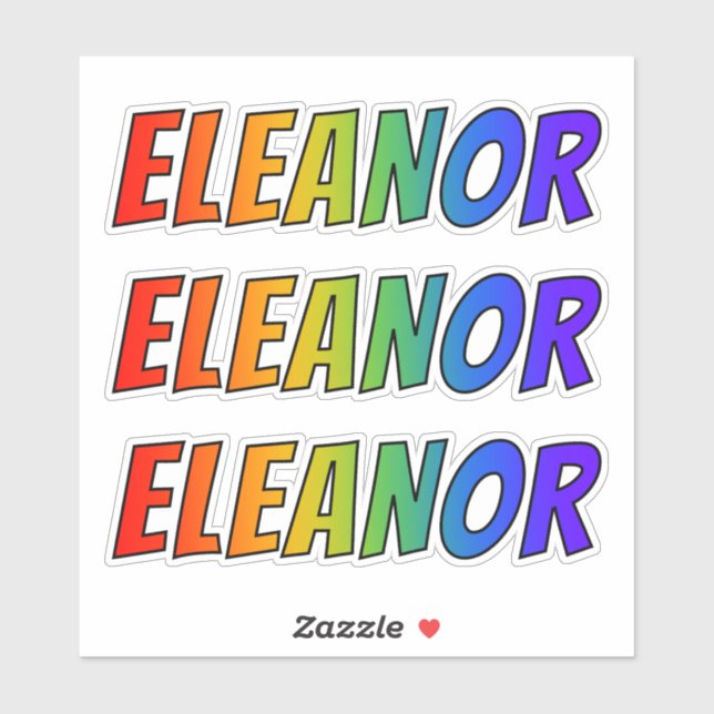 First Name "ELEANOR" w/ Fun Rainbow Coloring Sticker (Sheet)