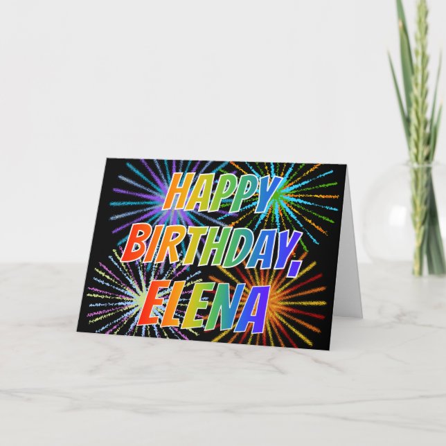 First Name "ELENA" Fun "HAPPY BIRTHDAY" Card (Front)