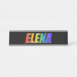 [ Thumbnail: First Name "Elena": Fun Rainbow Coloring Desk Name Plate ]