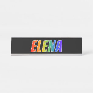 First Name "ELENA": Fun Rainbow Coloring Desk Name Plate