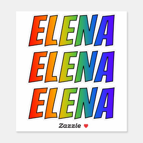 First Name ELENA w Fun Rainbow Coloring Sticker