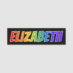 [ Thumbnail: First Name "Elizabeth": Fun Rainbow Coloring Name Tag ]