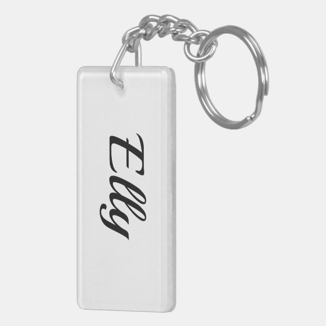 First name Elly black and white Keychain (Back Right)