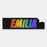 [ Thumbnail: First Name "Emilia": Fun Rainbow Coloring Bumper Sticker ]