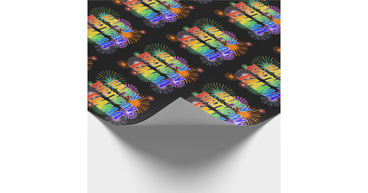 First Name Emma Fun Happy Birthday Wrapping Paper Zazzle Com Butterfly flower girls nursery wall art name print | zazzle.com. zazzle