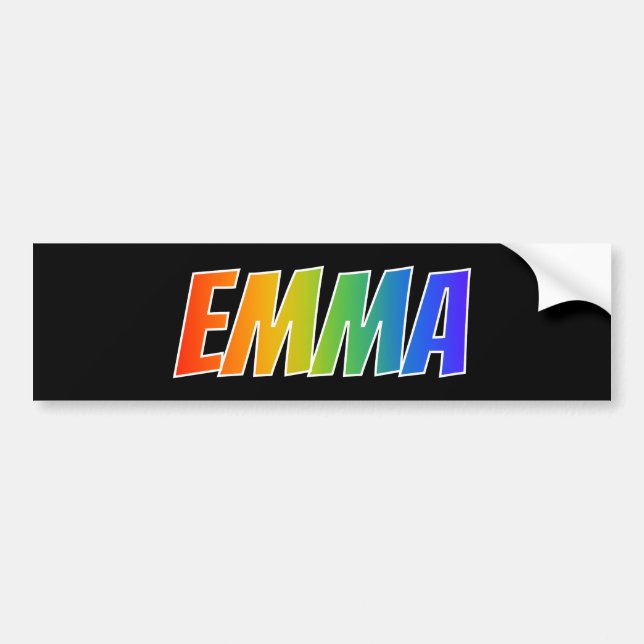 First Name "EMMA": Fun Rainbow Coloring Bumper Sticker (Front)