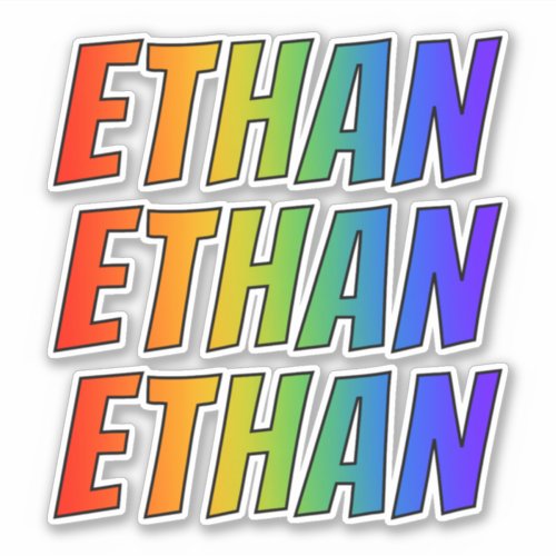 First Name ETHAN w Fun Rainbow Coloring Sticker